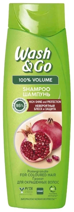 Шампунь Wash&Go 100 % объем гранат блеск и защита шампунь 180 мл купить,NaN