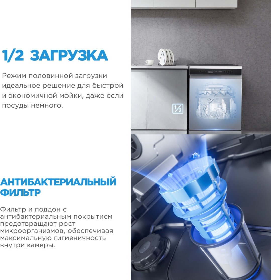 Посудомоечная машина Midea MFD60S160Si-C серый - ForteMarket Посудомоечная машина Midea MFD60S160Si-C серый купить,0
