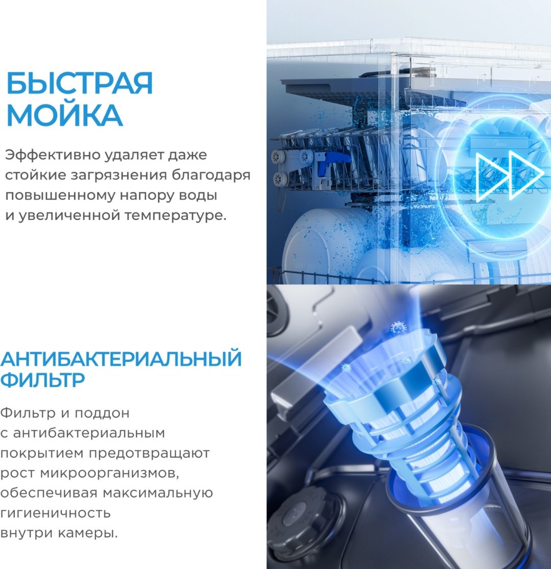 Посудомоечная машина Midea MFD60S510Bi-C черный - ForteMarket Посудомоечная машина Midea MFD60S510Bi-C черный купить,0