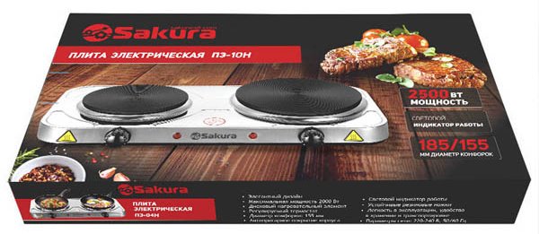Настольная плита SAKURA ПЭ-10Н черный, серебристый - ForteMarket Настольная плита SAKURA ПЭ-10Н черный, серебристый купить,0