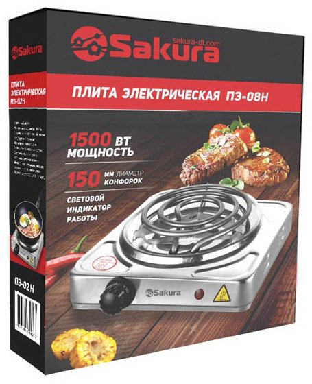 Настольная плита SAKURA ПЭ-08H серебристый
