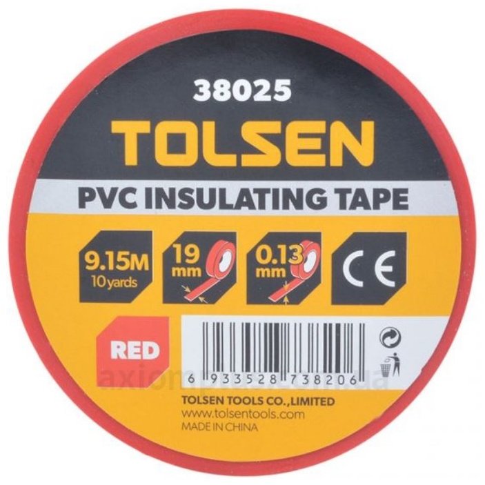 Изолента TOLSEN 9.15 м 38025 красный купить,0