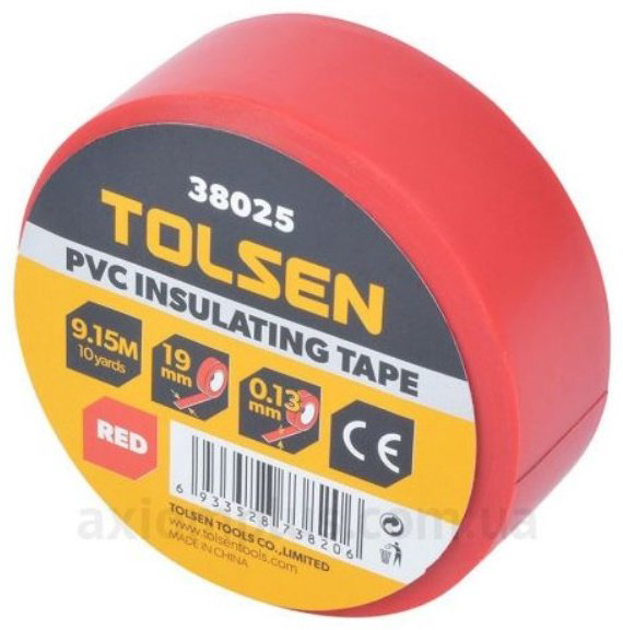 Изолента TOLSEN 9.15 м 38025 красный купить,210