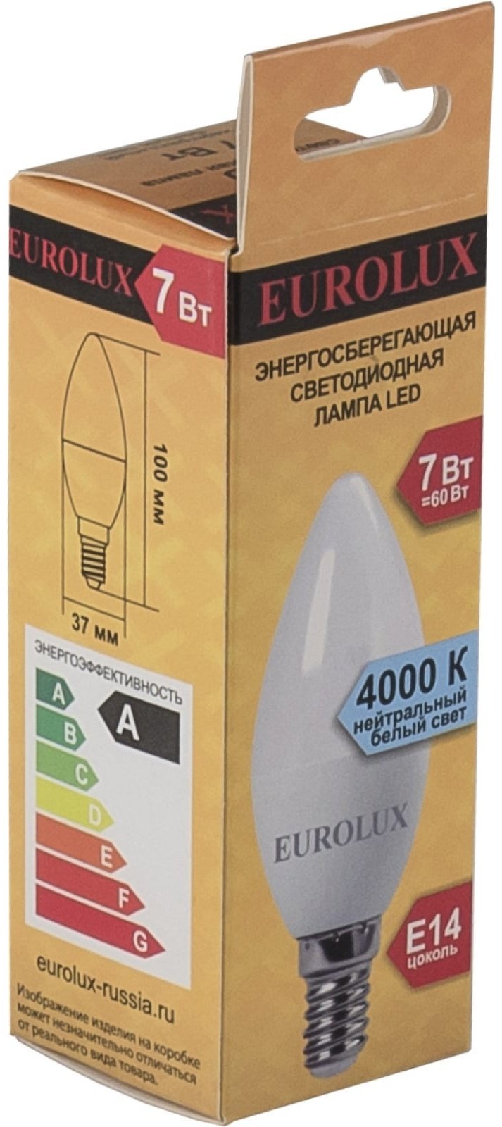 Eurolux 7W Е14, светодиодная, нейтральный белый купить,0