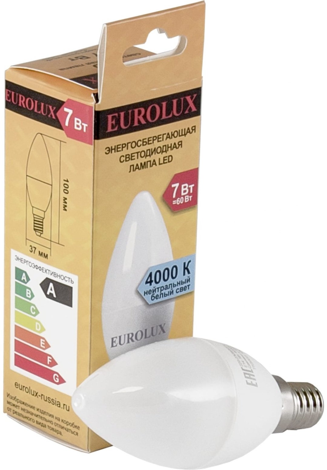 Eurolux 7W Е14, светодиодная, нейтральный белый купить,0