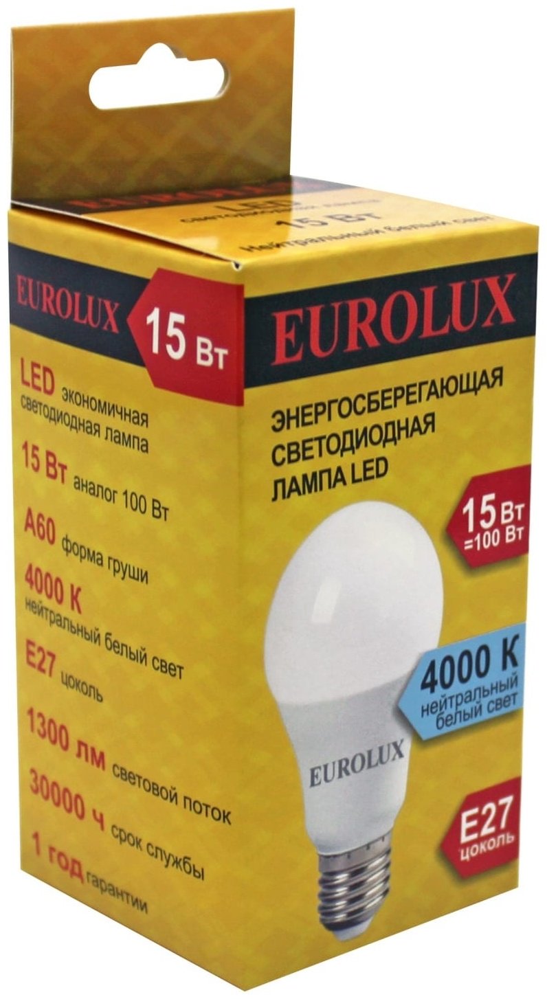 Eurolux 15W E27, светодиодная, нейтральный белый купить,0