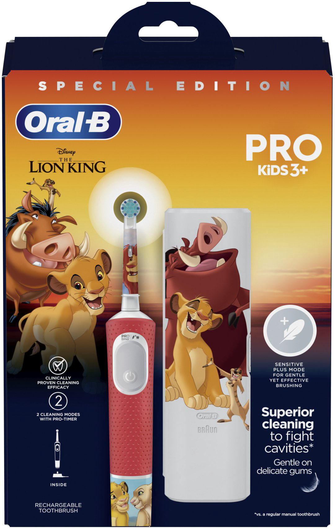 Электрическая щетка Oral-B электрическая Pro Kids Король Лев щетина мягкая красный купить,NaN