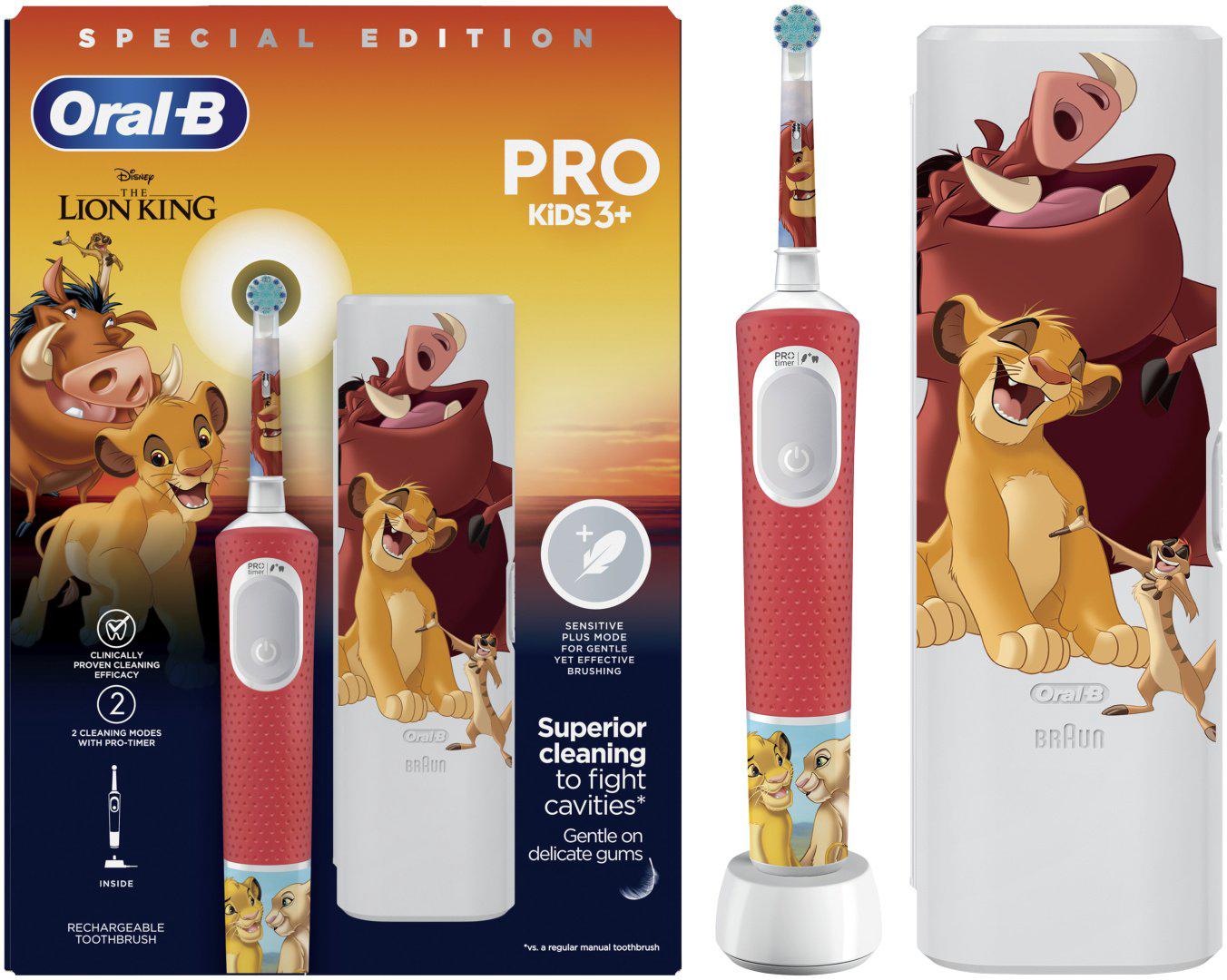 Электрическая щетка Oral-B электрическая Pro Kids Король Лев щетина мягкая красный купить,NaN