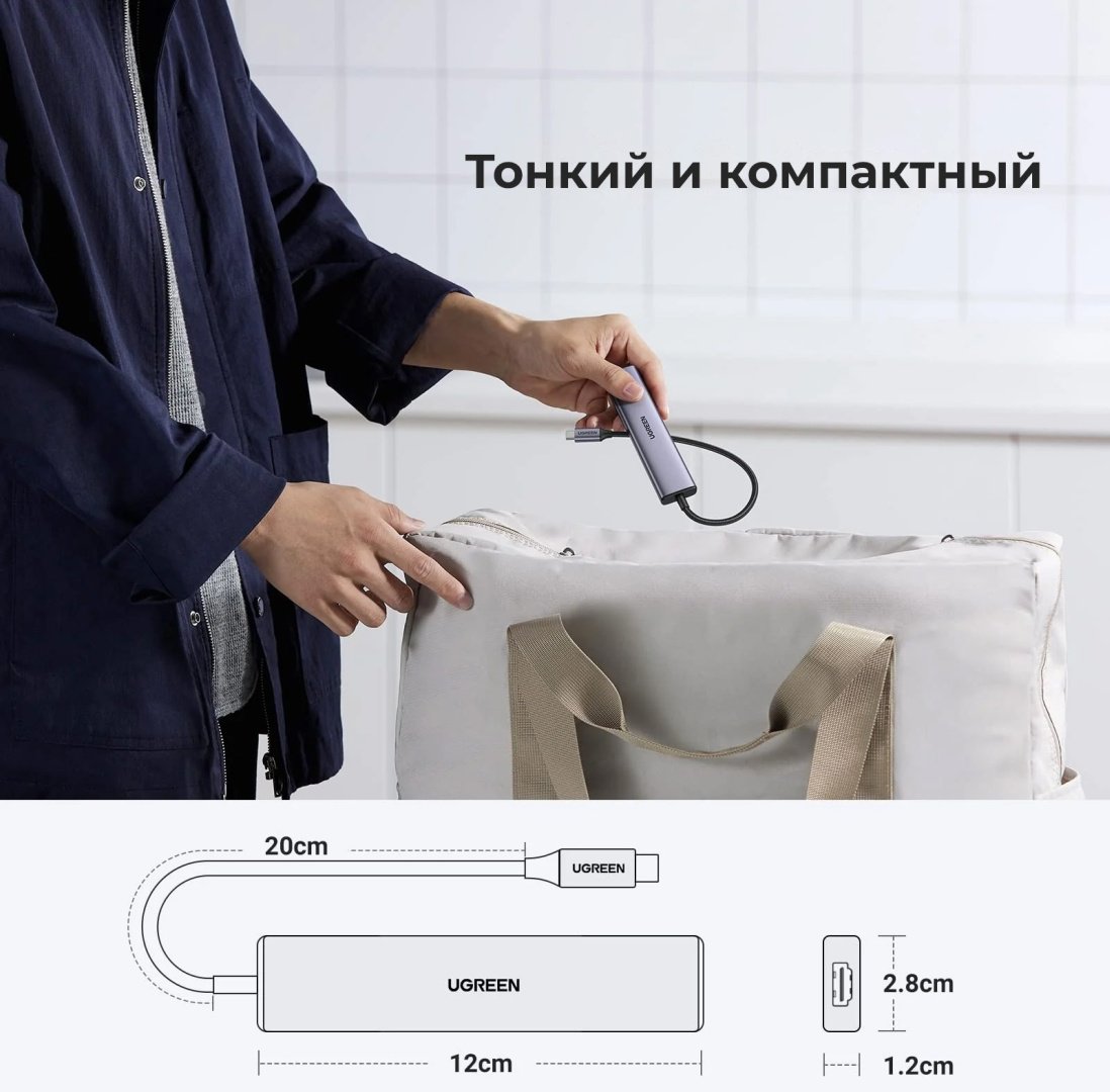 Док-станция Ugreen 15495 серебристый купить,0