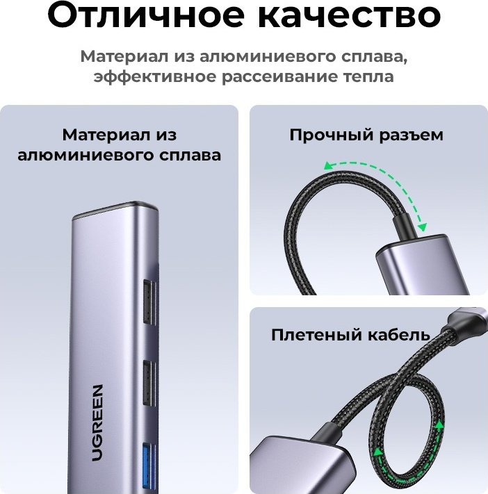 Док-станция Ugreen 15495 серебристый купить,0
