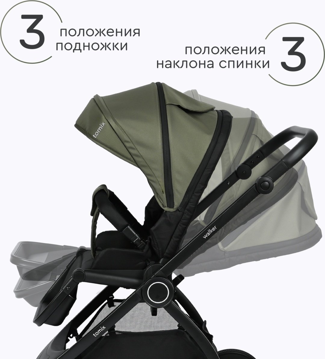Коляска универсальная 2 в 1 TOMIX Walker, зеленый купить,0