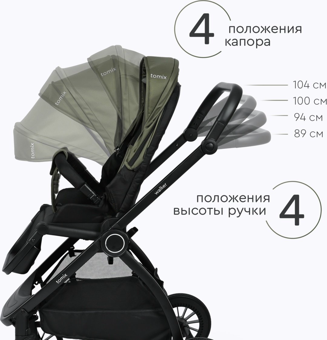 Коляска универсальная 2 в 1 TOMIX Walker, зеленый купить,NaN