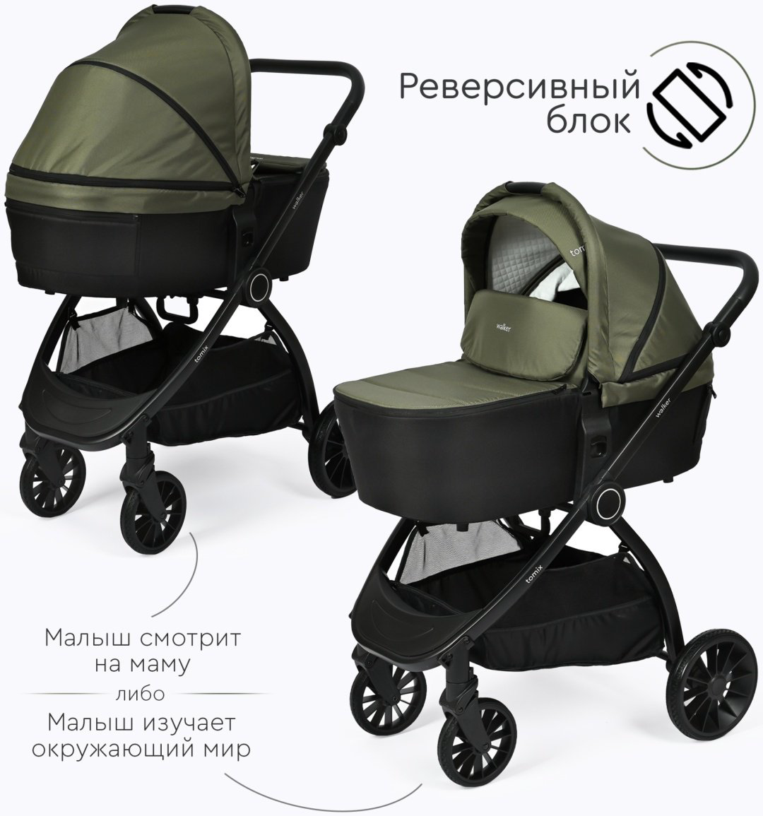 Коляска универсальная 2 в 1 TOMIX Walker, зеленый купить,NaN