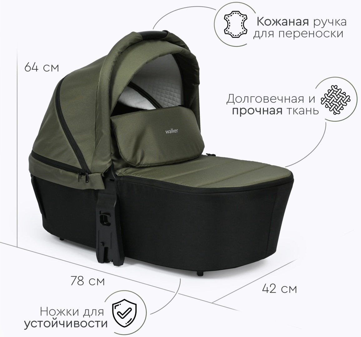 Коляска универсальная 2 в 1 TOMIX Walker, зеленый купить,NaN