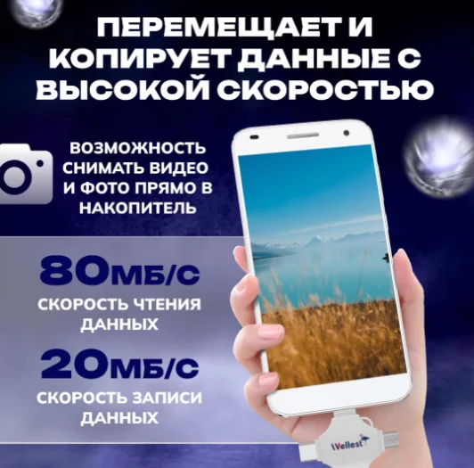 USB Flash карта Wellest WS3 1024 Гб серебристый купить,NaN