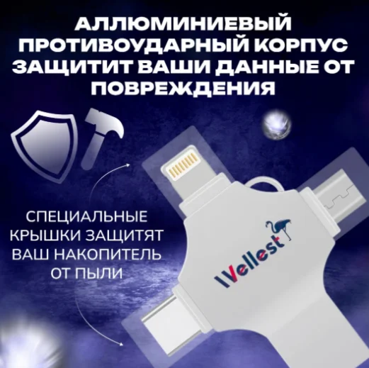 USB Flash карта Wellest WS3 1024 Гб серебристый купить,NaN