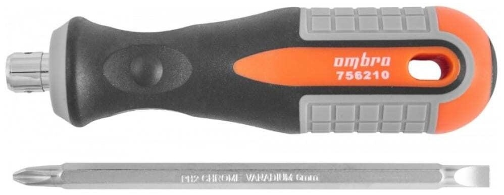 Отвертка стержневая двусторонняя ROUND GRIP, РН2,SL6x100 мм OMBRA 756210