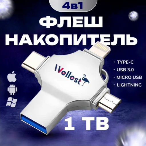 USB Flash карта Wellest WS3 1024 Гб серебристый