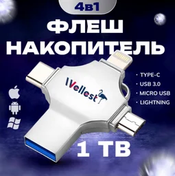USB Flash карта Wellest WS3 1024 Гб серебристый