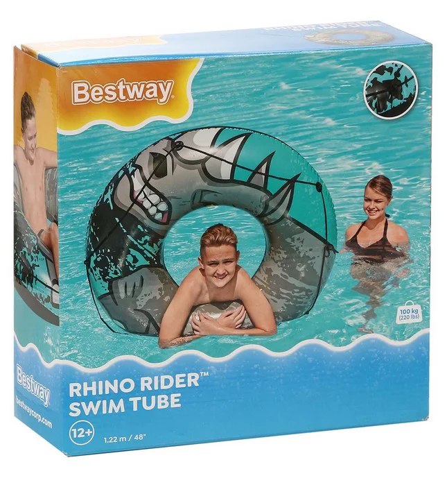Круг надувной Bestway Rhino Rider 36108 122 см бело-серый