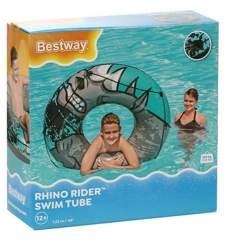 Круг надувной Bestway Rhino Rider 36108 122 см бело-серый