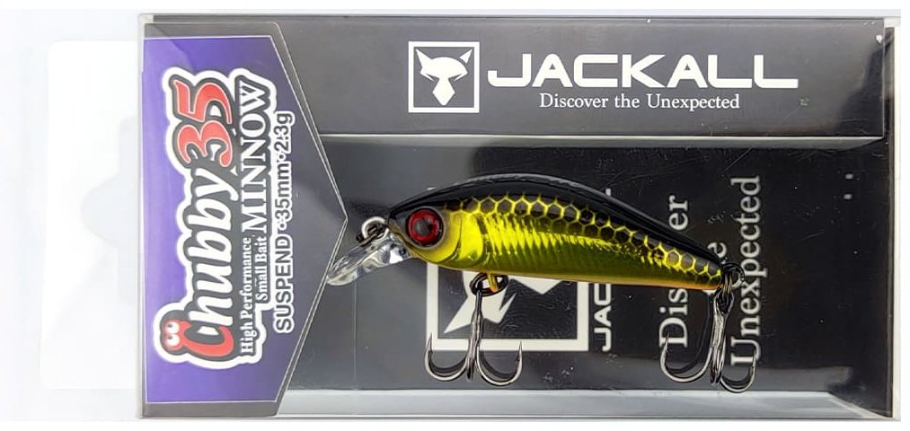 Воблер Jackall Jackall Chubby Minnow 35SP 35mm, 2.3g, Color HL Gold & Black 1 шт купить,NaN