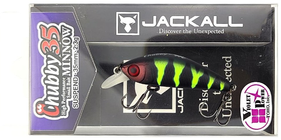 Воблер Jackall Jackall Chubby Minnow 35SP 35mm, 2.3g, Color UV Mat Black Perch 1 шт купить,NaN