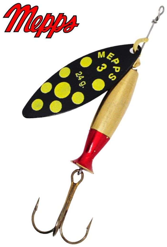 Блесна Mepps AGLIA LONG HEAVY 1 шт 3 мм Black/Yellow dots-Gold/Red купить,NaN