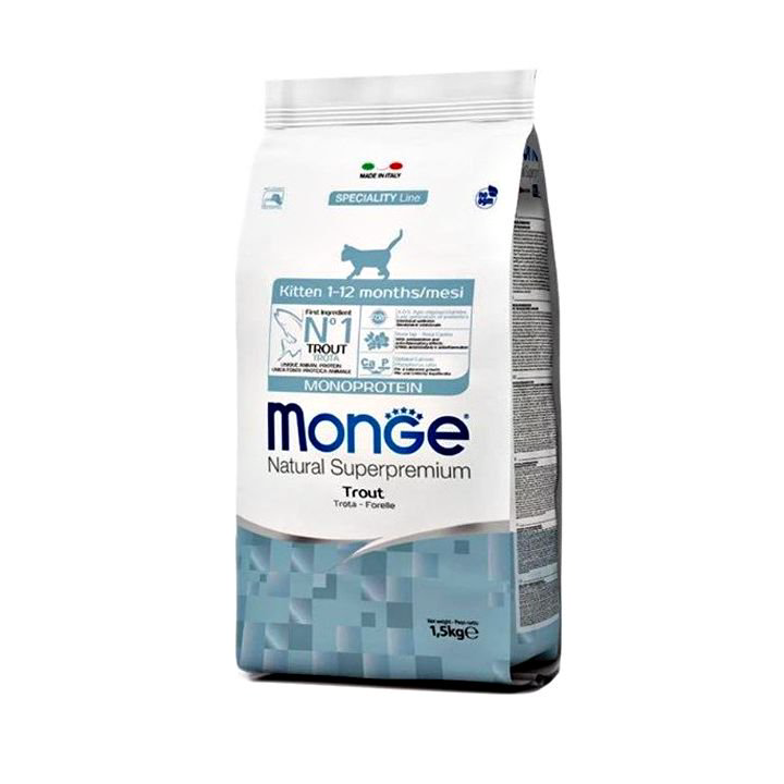 Сухой корм Monge Natural Superpremium Monoprotein с форелью 1,5кг купить,NaN