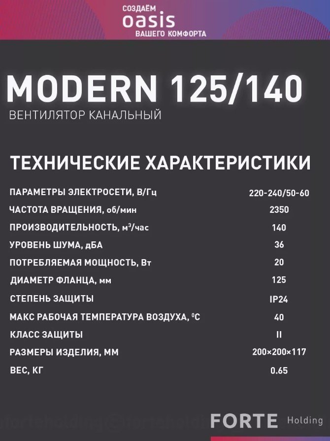 Вытяжной вентилятор Oasis осевой D100 мм 16Вт, Modern 125/140 купить,0