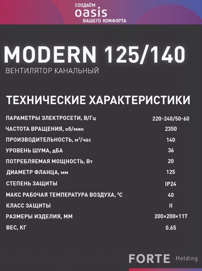 Вытяжной вентилятор Oasis осевой D100 мм 16Вт, Modern 125/140 купить,NaN