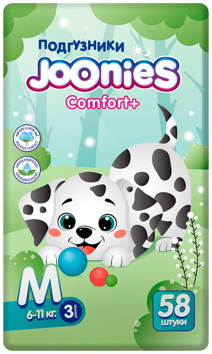 Подгузники Joonies Comfort&#43; M, 58 шт купить,0