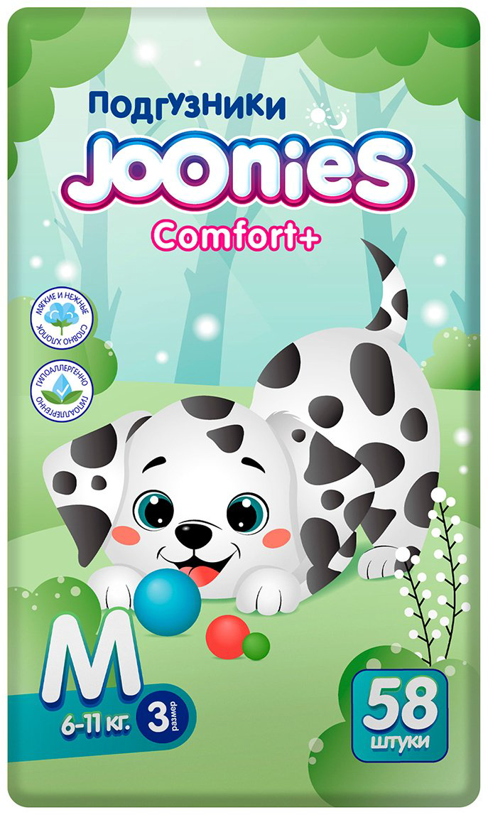 Подгузники Joonies Comfort+ M, 58 шт купить,NaN