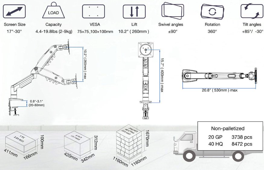 Крепление для монитора NB Monitor Arm-Office F80-XD желтый купить,NaN
