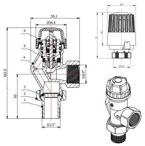 AV Engineering вентиль проходной AVE298612 1 шт купить,0