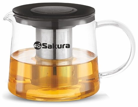 Чайник Sakura SA-TP02-600 0.6 л, нержавеющая сталь, пластик, жаропрочное стекло