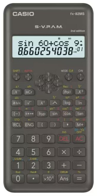 CASIO FX-82MS-2-W-EH-D, 10&#43;2-разрядный, черный