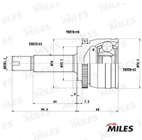 MILES шрус наружный GA20664 купить,NaN