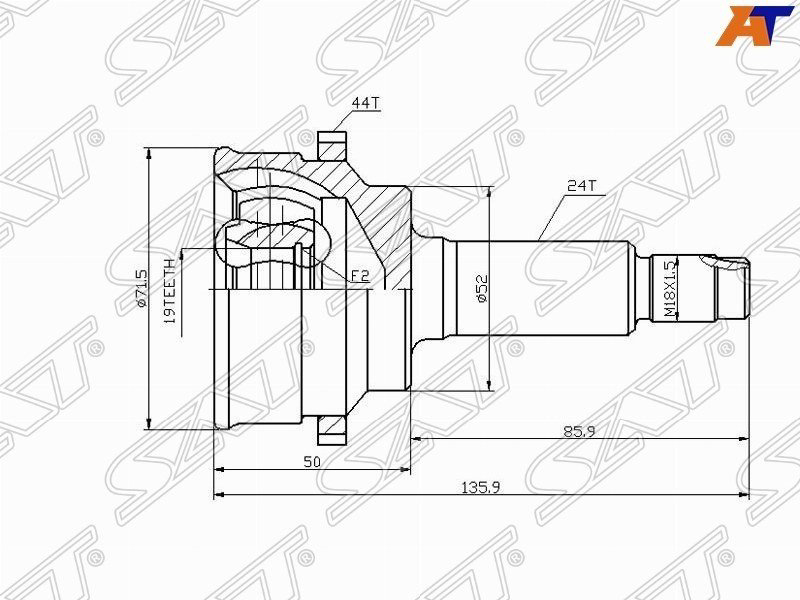 SAT шрус наружный MA14A44 купить,NaN