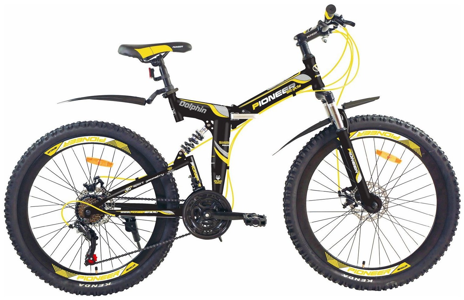 Велосипед Pioneer Pioneer Dolphin 26&#39;&#39;/19&#39;&#39; black-yellow-white 2021 19 дюймов черный