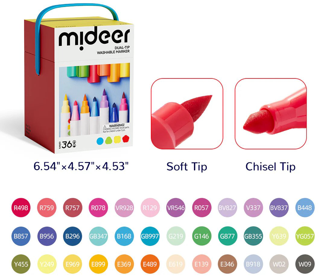 Mideer Двухсторонние смываемые маркеры – 36 цветов MD4310 купить,NaN