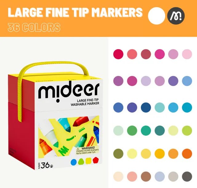Mideer Смываемые маркеры с тонким наконечником – 36 цветов MD1551 купить,0