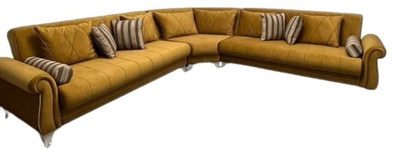 Диван угловой R437, 330х330 см, обивка велюр, желтый