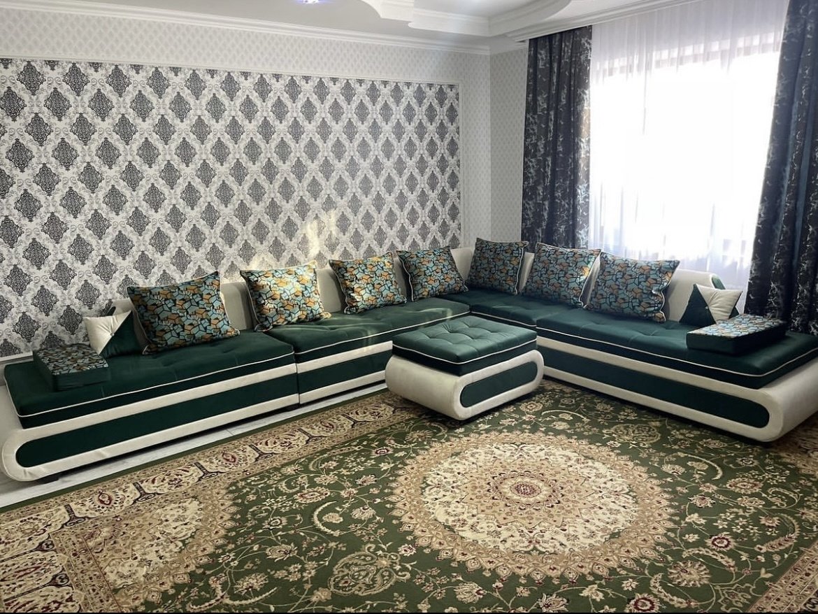 Угловой диван A. Priori Diamond 452052, 420х265 см, обивка ткань, зеленый