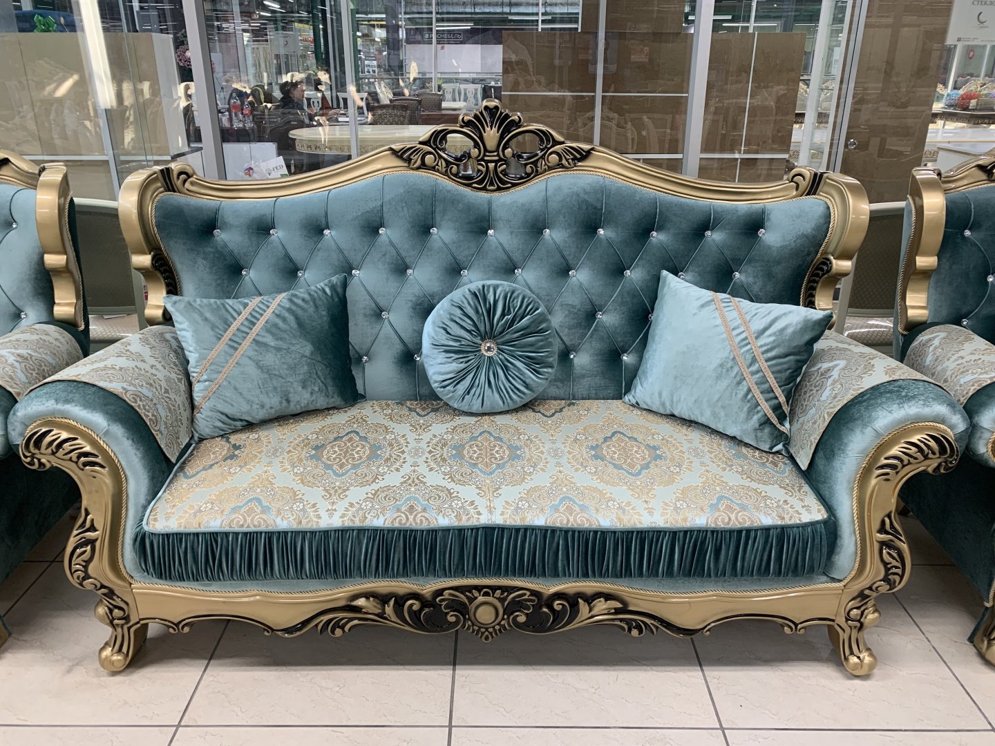 Диван Фараон, 220х90 см, обивка велюр, зеленый купить,0
