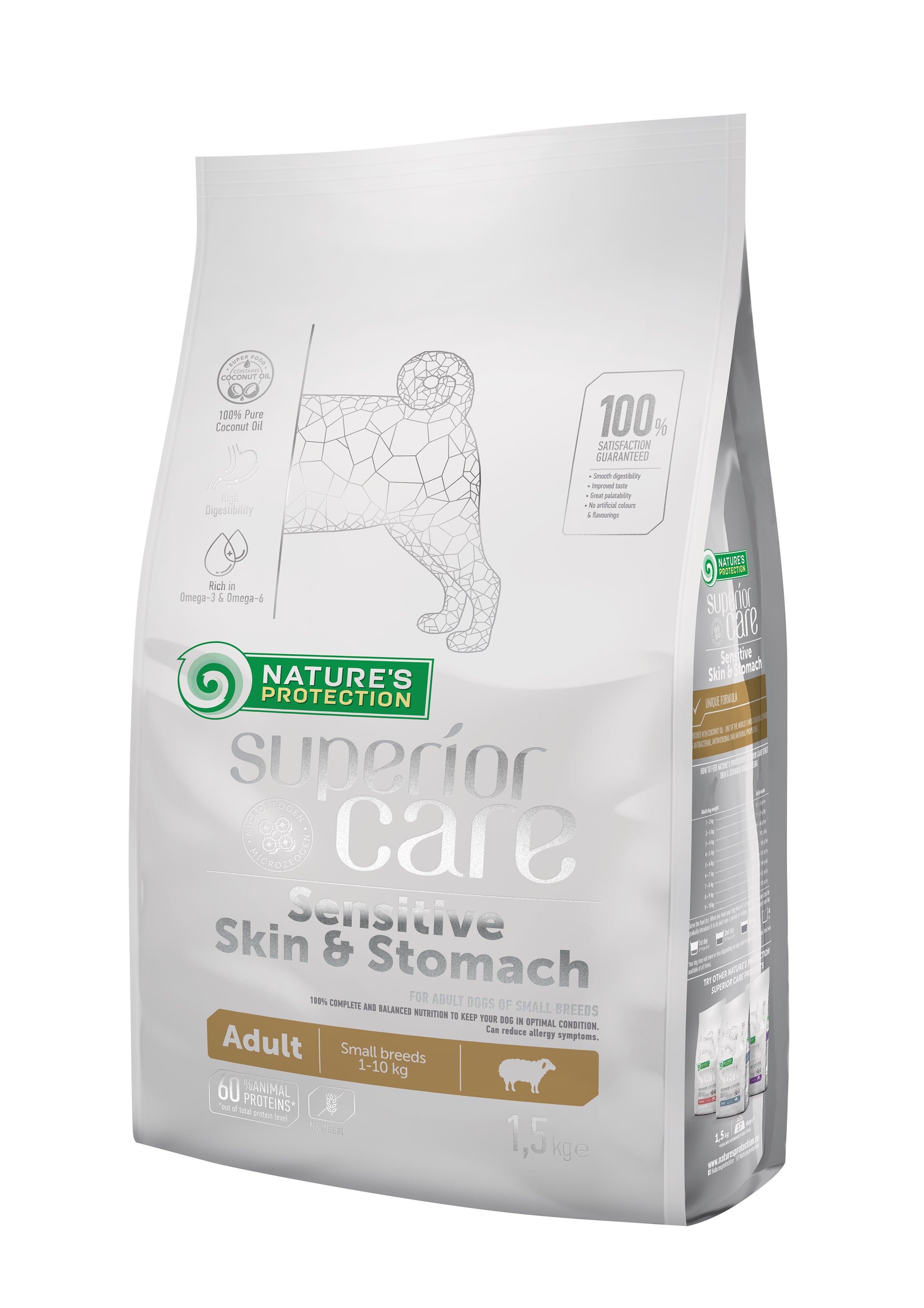 Сухой корм Nature's Protection Superior Care Sensitive Skin&Stomach Adult с ягненком 1.5кг