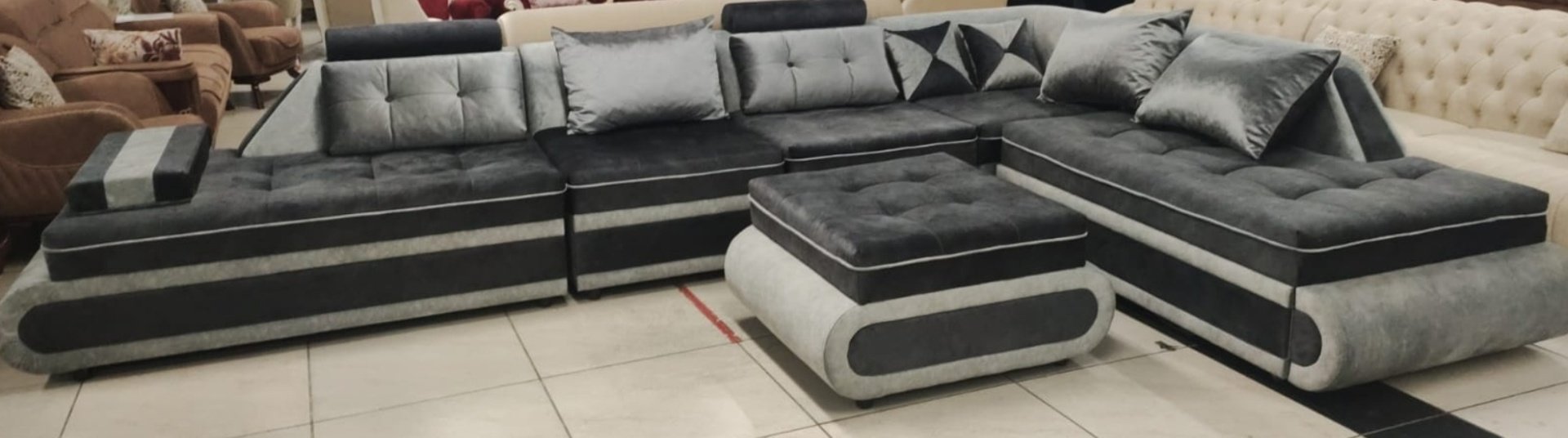 Диван угловой Диамонд, 400х250 см, обивка комбинированная, серый - ForteMarket Диван угловой Диамонд, 400х250 см, обивка комбинированная, серый купить,0