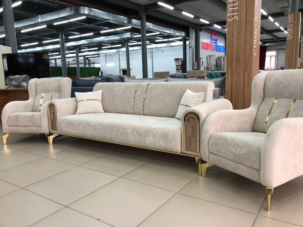 Ханторе 960094 комплект (2 кресла, диван прямой) обивка велюр, бежевый - ForteMarket Ханторе 960094 комплект (2 кресла, диван прямой) обивка велюр, бежевый купить,0