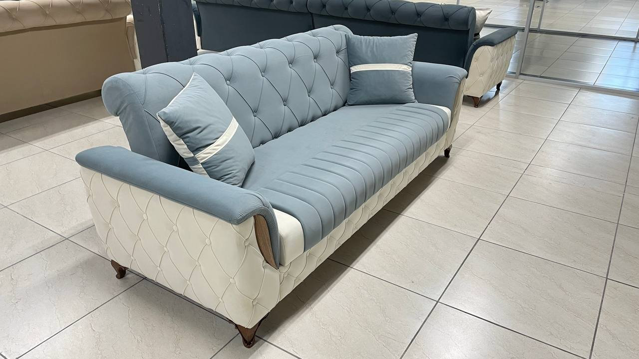 Диван Мальта 715017, 240х90 см, обивка велюр, голубой купить,NaN