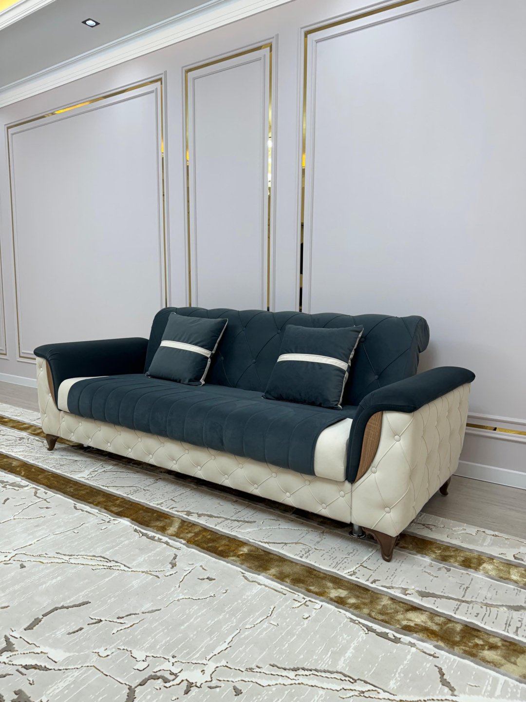 Диван ZereHome Мальта, 240х80 см, обивка велюр, темно-синий купить,NaN